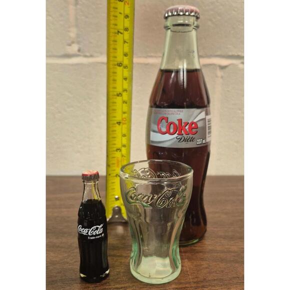 Other - Vintage Coca-Cola Bottle and Miniature Bottle and Glass Set